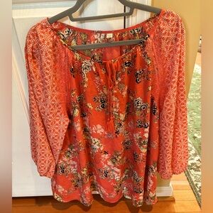 Est 1946 Orange Floral Women's Top - Size 18W